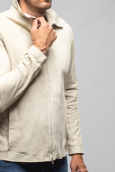 Axel's Florence Collection The Don II Suede Zip Jacket In Taupe Mens - Outerwear - Leather