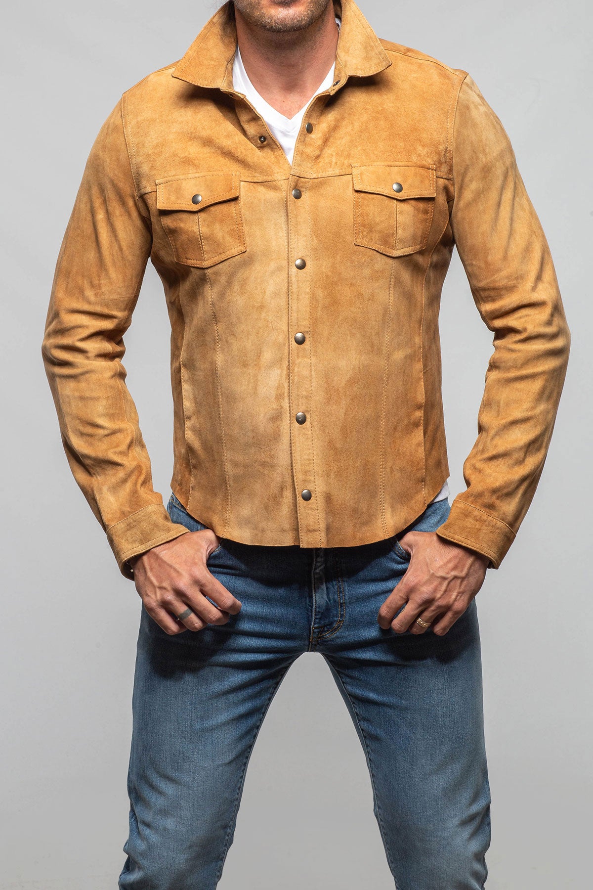 Axel's Florence Collection Tiburon Suede Snap Shirt Samples - Mens - Outerwear - Leather