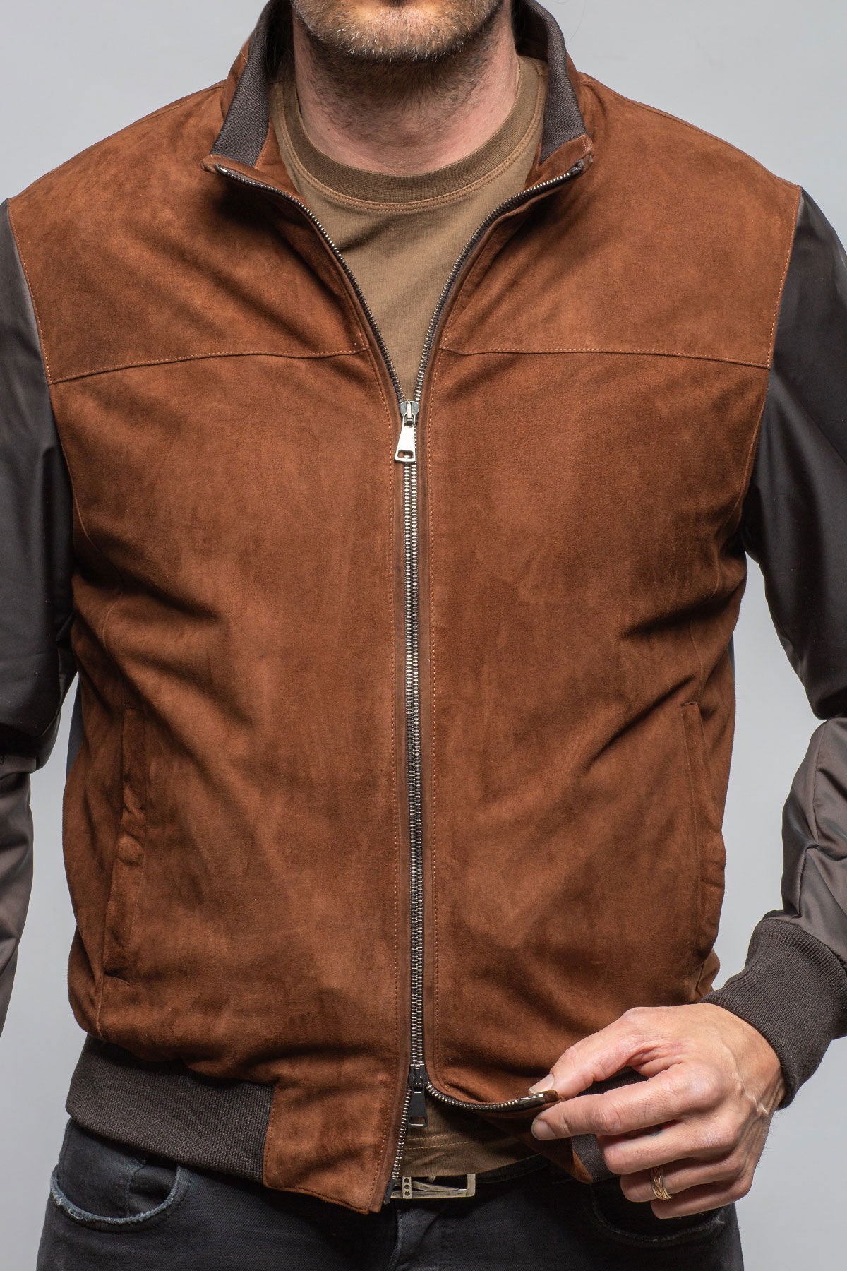 Axel's Florence Collection Townsend Hybrid Jacket In Navy Samples - Mens - Outerwear - Leather