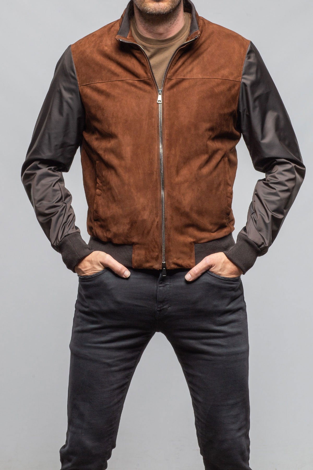 Axel's Florence Collection Townsend Hybrid Jacket In Navy Samples - Mens - Outerwear - Leather