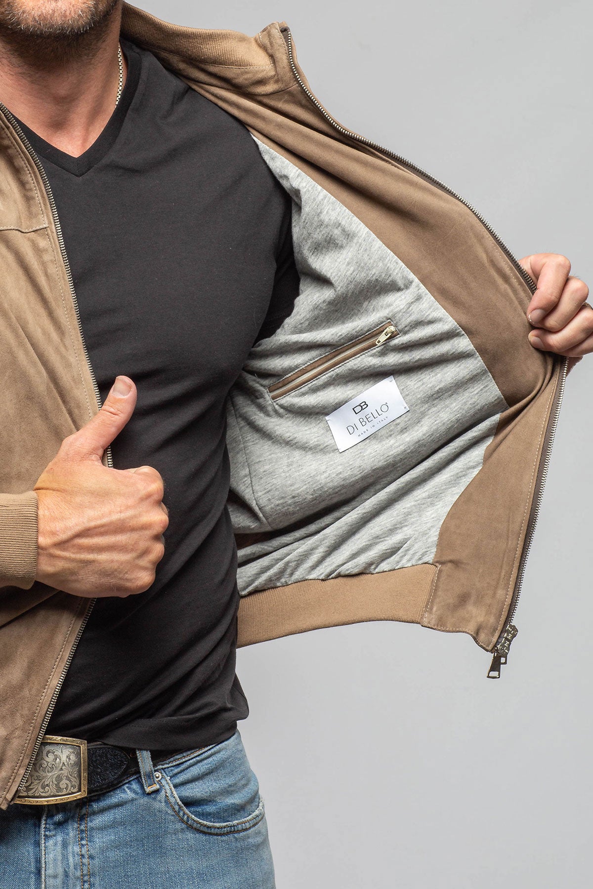 Townsend Hybrid Jacket In Stone | Samples - Mens - Outerwear - Leather | Axel's Florence Collection