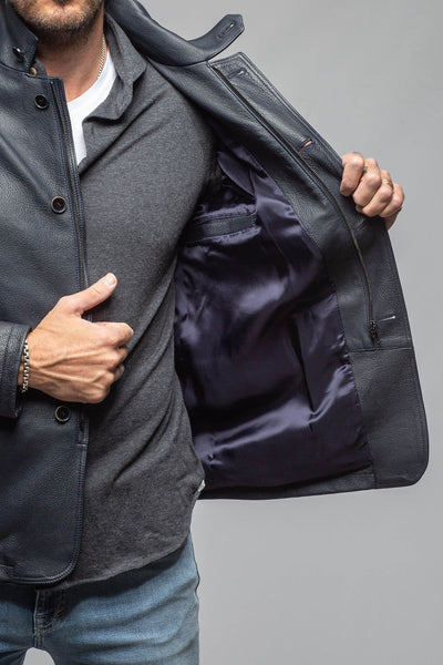 Venice Deerskin Jacket In Blue | Mens - Outerwear - Leather | Axel's Florence Collection