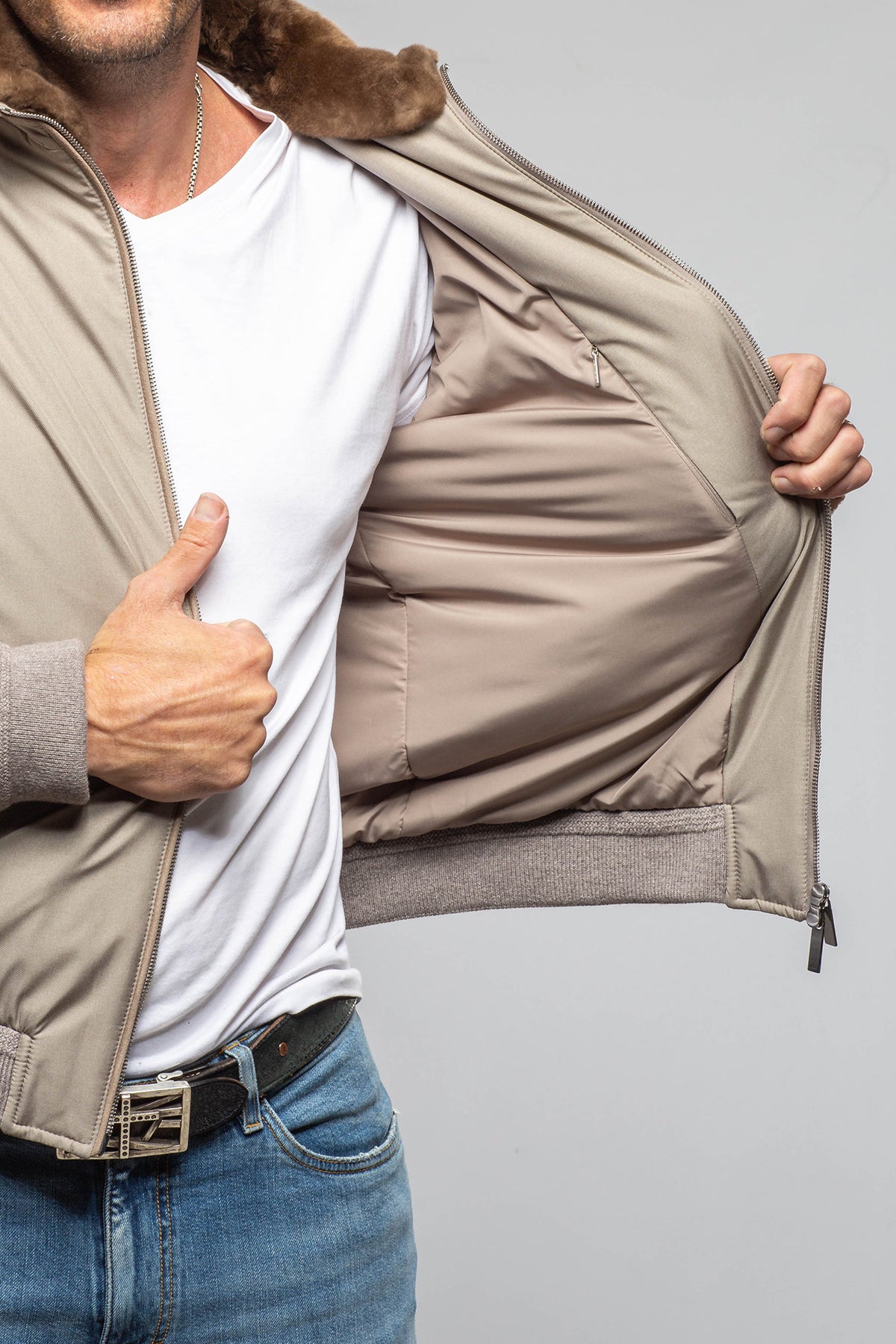 Axel's Florence Collection Verona Technical Softshell Jacket in Taupe Samples - Mens - Outerwear - Cloth