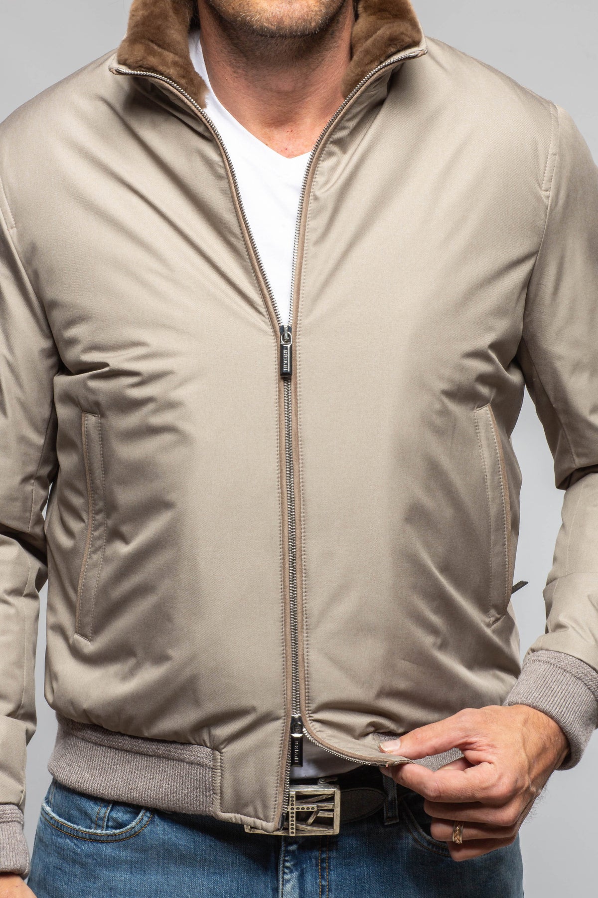 Axel's Florence Collection Verona Technical Softshell Jacket in Taupe Samples - Mens - Outerwear - Cloth
