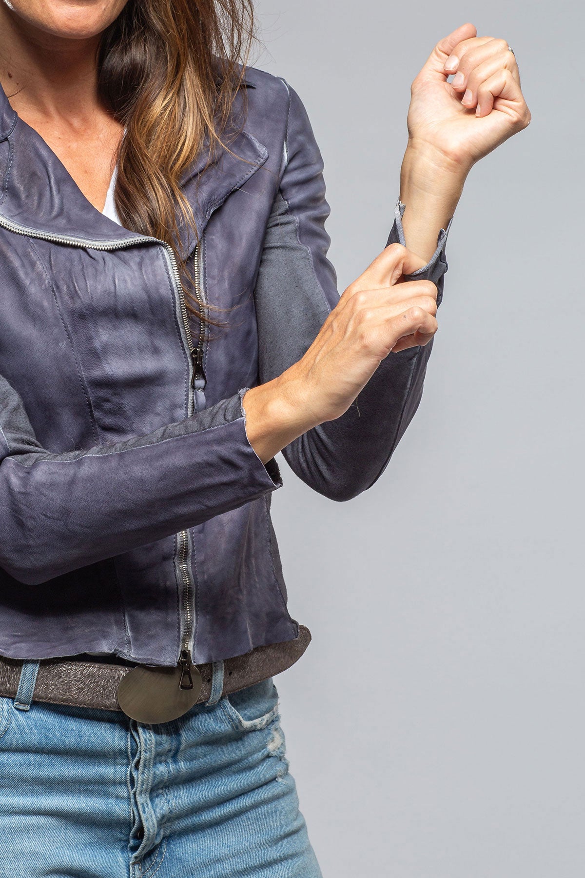 Axel's Natalia Lightweight Leather Jacket In Deep Blue Ladies - Outerwear - Leather