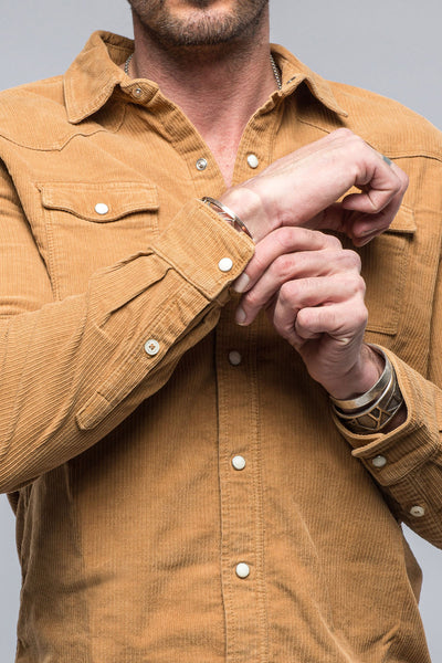 Axel's Premium Denim Brooks Corduroy Snap Shirt In Gold Mens - Snap Shirts