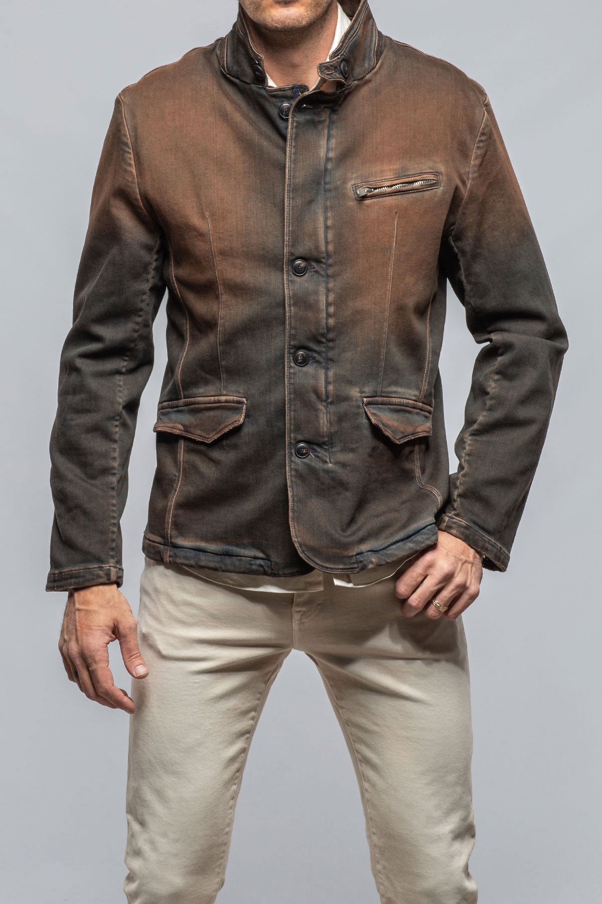 Axel's Premium Denim Buster Over-Dyed Denim Jacket In Ruggine Mens - Outerwear - Overshirts