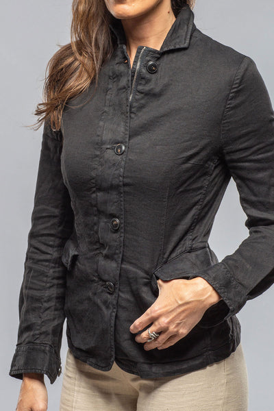 Axel's Premium Denim Chama Cotton Linen Washed Blazer Jacket In Black Ladies - Outerwear - Lightweight
