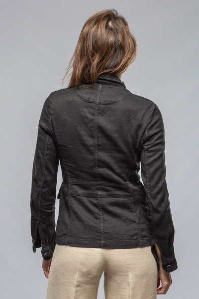 Axel's Premium Denim Chama Cotton Linen Washed Blazer Jacket In Black Ladies - Outerwear - Lightweight