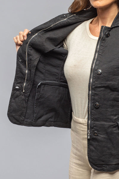 Axel's Premium Denim Chama Cotton Linen Washed Blazer Jacket In Black Ladies - Outerwear - Lightweight