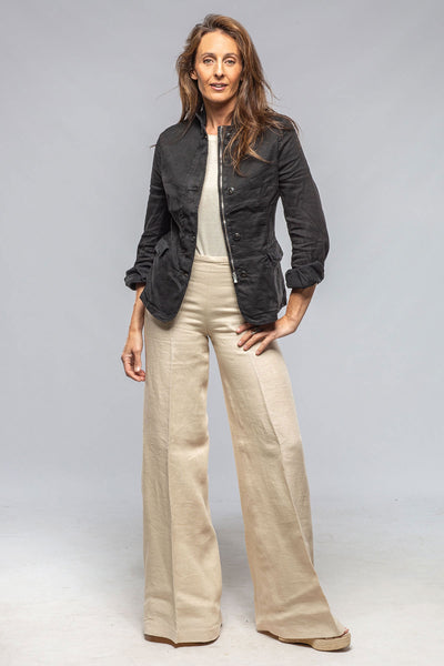 Axel's Premium Denim Chama Cotton Linen Washed Blazer Jacket In Black Ladies - Outerwear - Lightweight