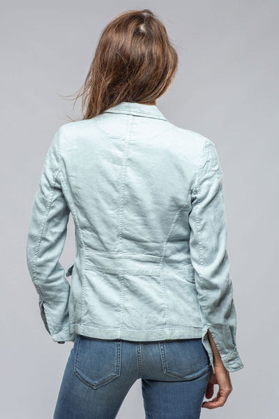 Axel's Premium Denim Chama Cotton Linen Washed Blazer Jacket In Blue Ice Ladies - Outerwear - Lightweight