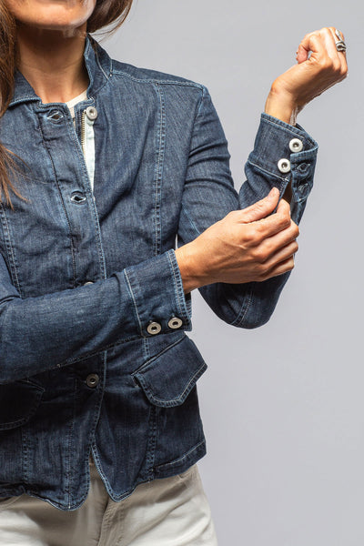 Axel's Premium Denim Evelyn Chambray Blazer In Midnight Ladies - Outerwear - Lightweight