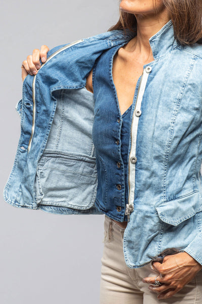 Axel's Premium Denim | Evelyn Chambray Blazer In Oyster Blue | Ladies - Outerwear - Lightweight 
