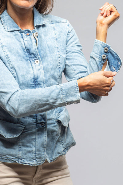 Axel's Premium Denim | Evelyn Chambray Blazer In Oyster Blue | Ladies - Outerwear - Lightweight 