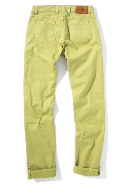 Axel's Premium Denim Flagstaff Stretch Cotton Twill in Lime Mens - Pants - 5 Pocket