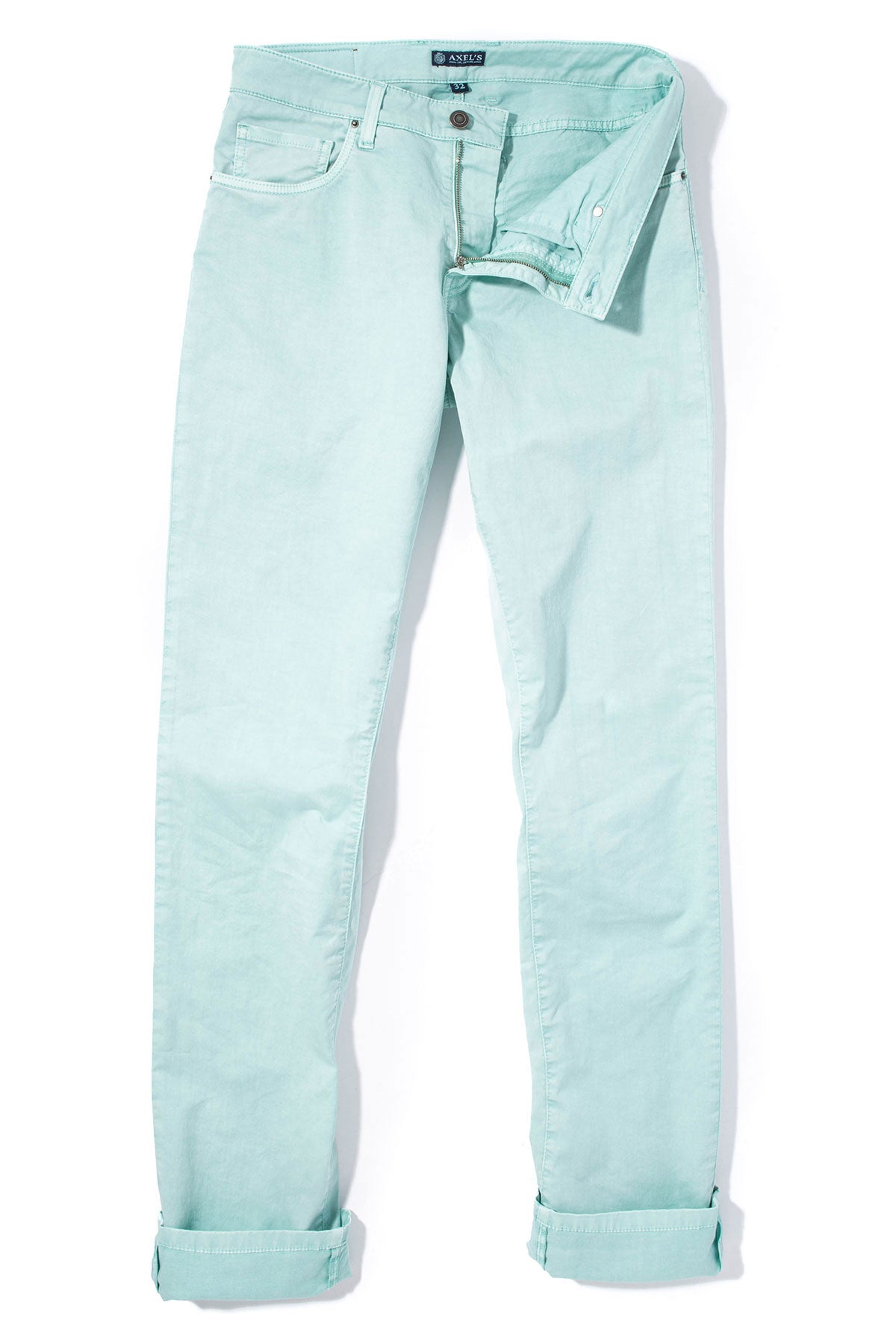 Axel's Premium Denim Flagstaff Stretch Cotton Twill in Spearmint Mens - Pants - 5 Pocket