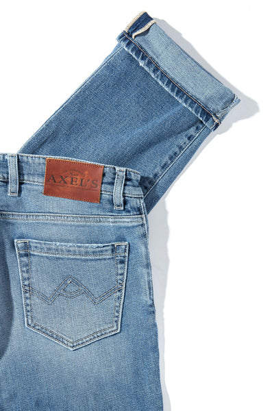 Axel's Premium Denim Kingman Denim In Light Wash Beige Stitch Mens - Pants - 5 Pocket