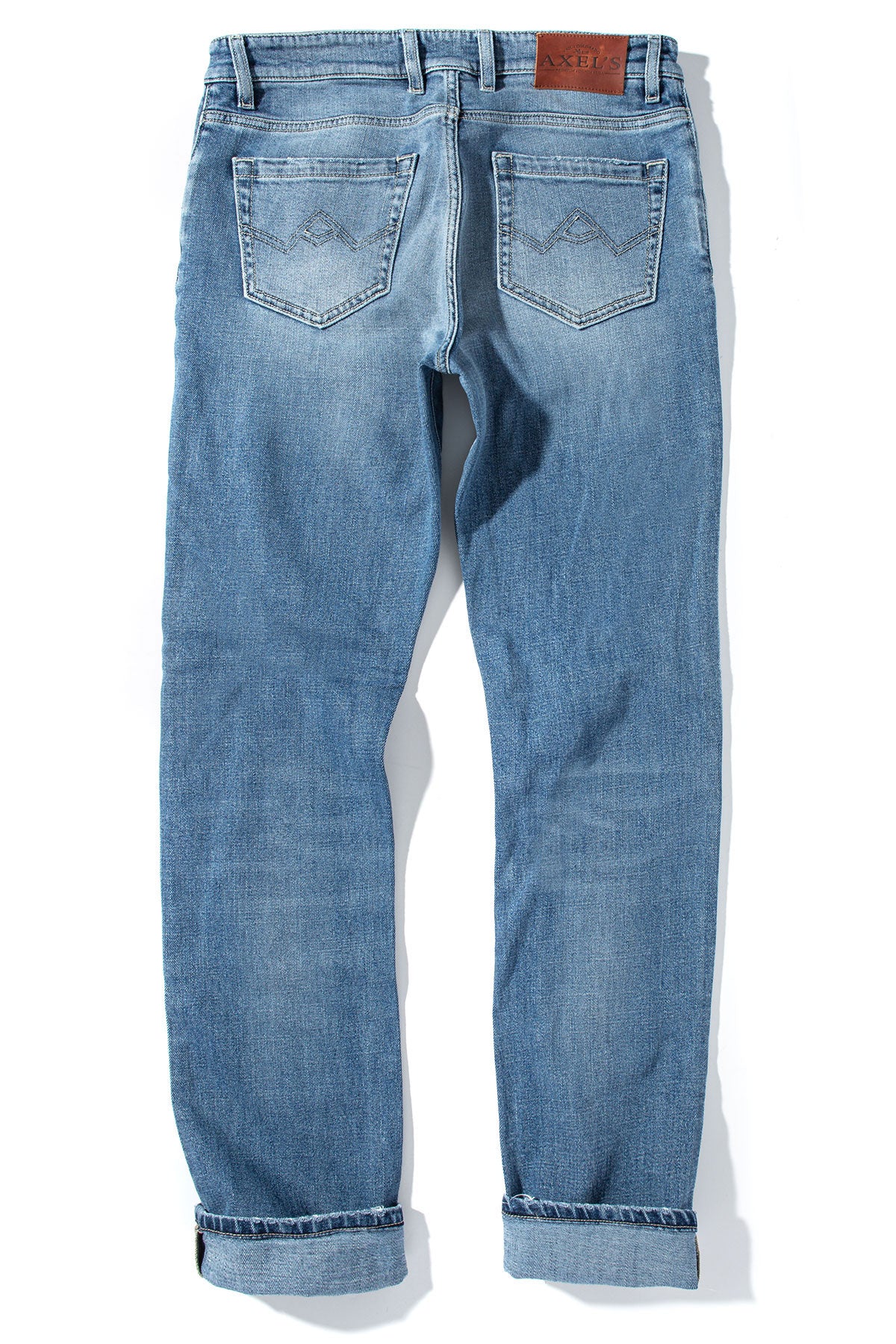 Axel's Premium Denim Kingman Denim In Light Wash Beige Stitch Mens - Pants - 5 Pocket