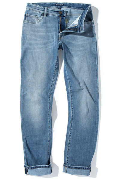 Axel's Premium Denim Kingman Denim In Light Wash Beige Stitch Mens - Pants - 5 Pocket