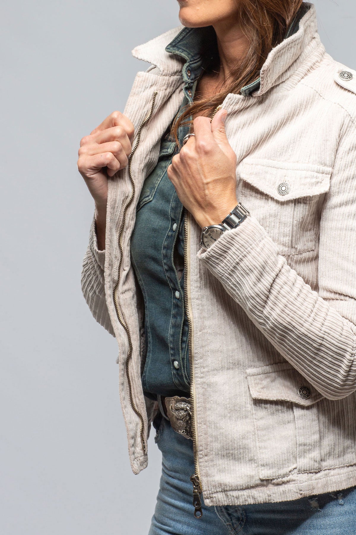 Axel's Premium Denim | Pagosa Corduroy Jacket In Stone | Ladies - Outerwear - Lightweight 