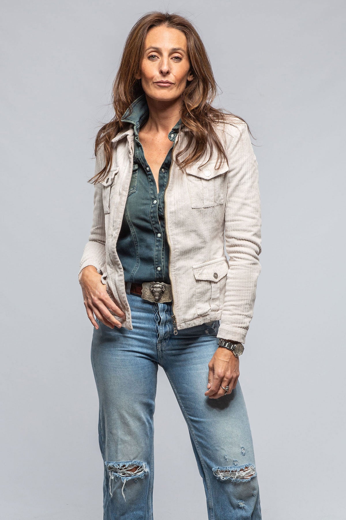 Axel's Premium Denim | Pagosa Corduroy Jacket In Stone | Ladies - Outerwear - Lightweight 