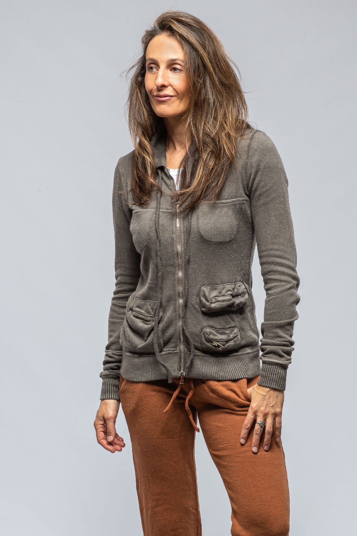 Axel's Premium Denim Pari Hoodie In Grey Ladies - Tops