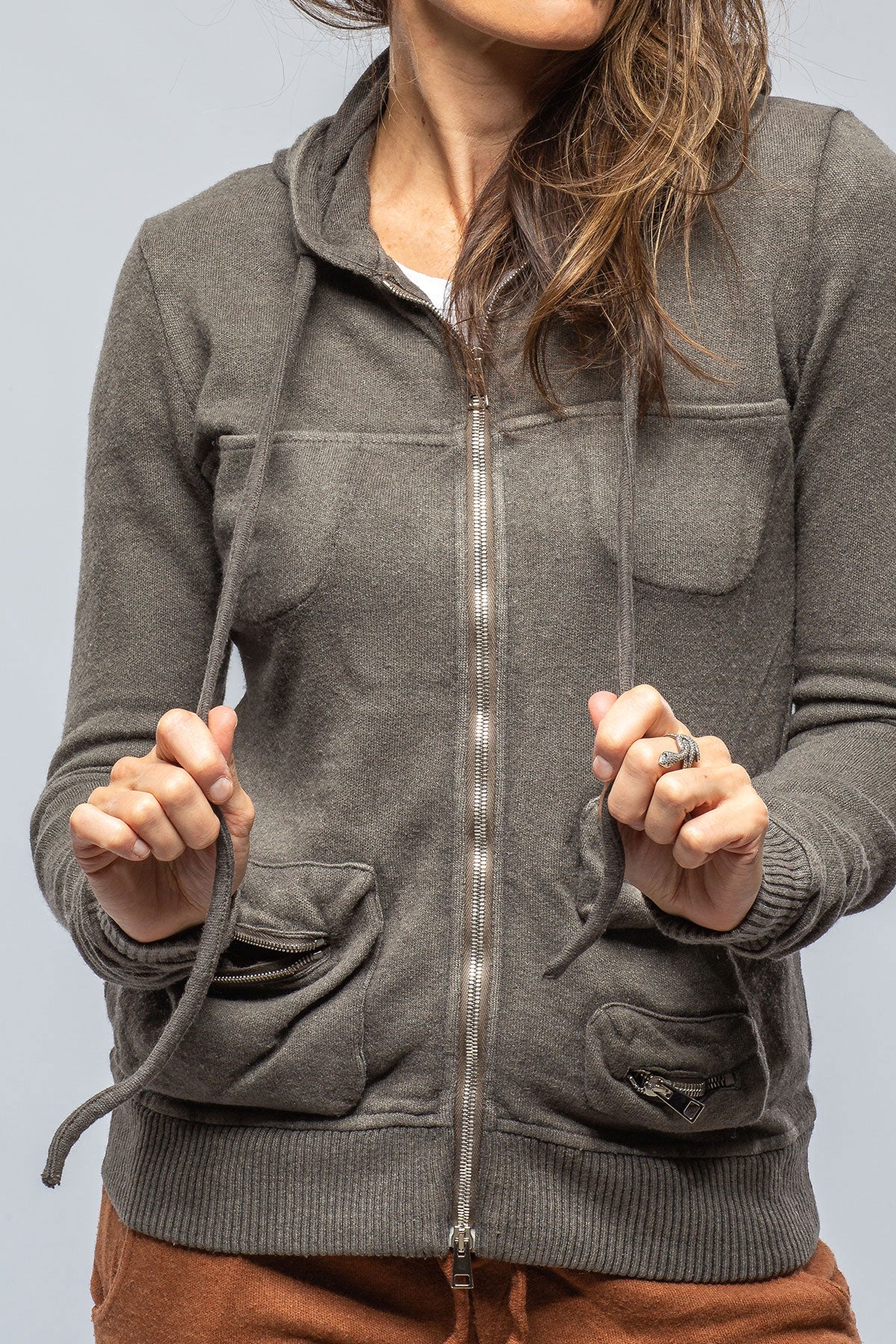 Axel's Premium Denim Pari Hoodie In Grey Ladies - Tops
