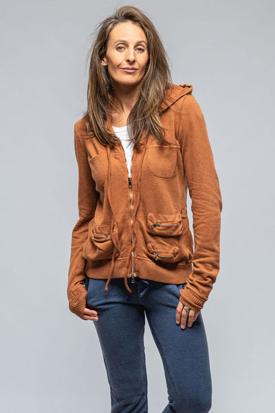 Axel's Premium Denim Pari Hoodie In Rust Ladies - Tops