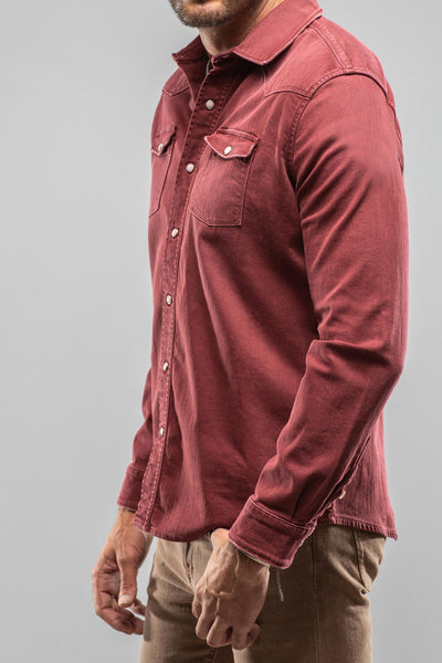 Axel's Premium Denim Ranger Colored Denim Snap Shirt In Bordeaux Mens - Snap Shirts