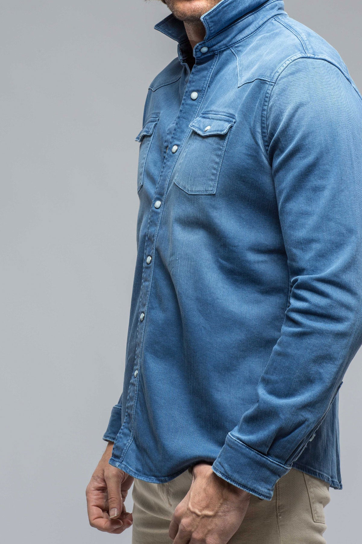 Ranger Colored Denim Snap Shirt In Olympic Blue | Mens - Snap Shirts | Axel's Premium Denim