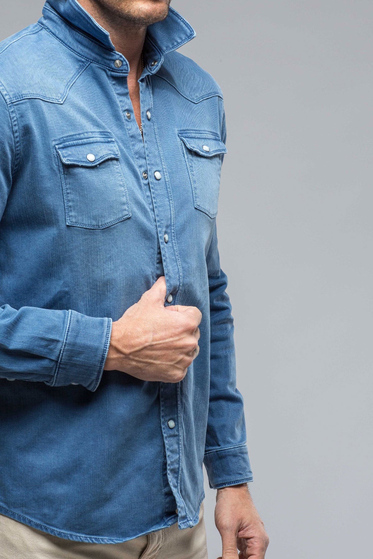Ranger Colored Denim Snap Shirt In Olympic Blue | Mens - Snap Shirts | Axel's Premium Denim