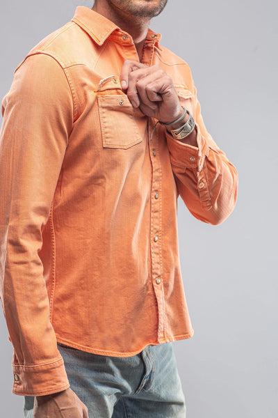 Ranger Colored Denim Snap Shirt In Tangerine | Mens - Snap Shirts | Axel's Premium Denim