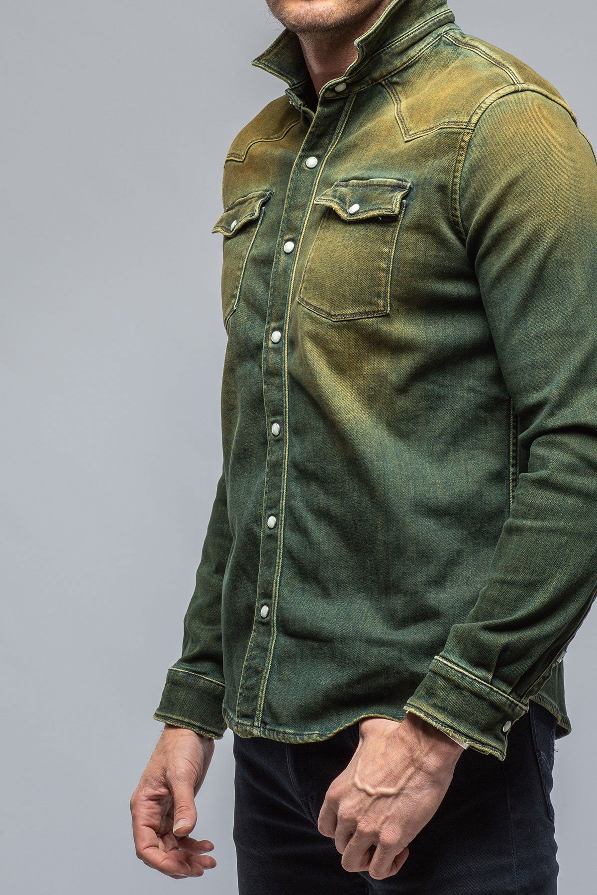 Roper Over-Dyed Western Snap Shirt In Ocra | Mens - Snap Shirts | Axel's Premium Denim
