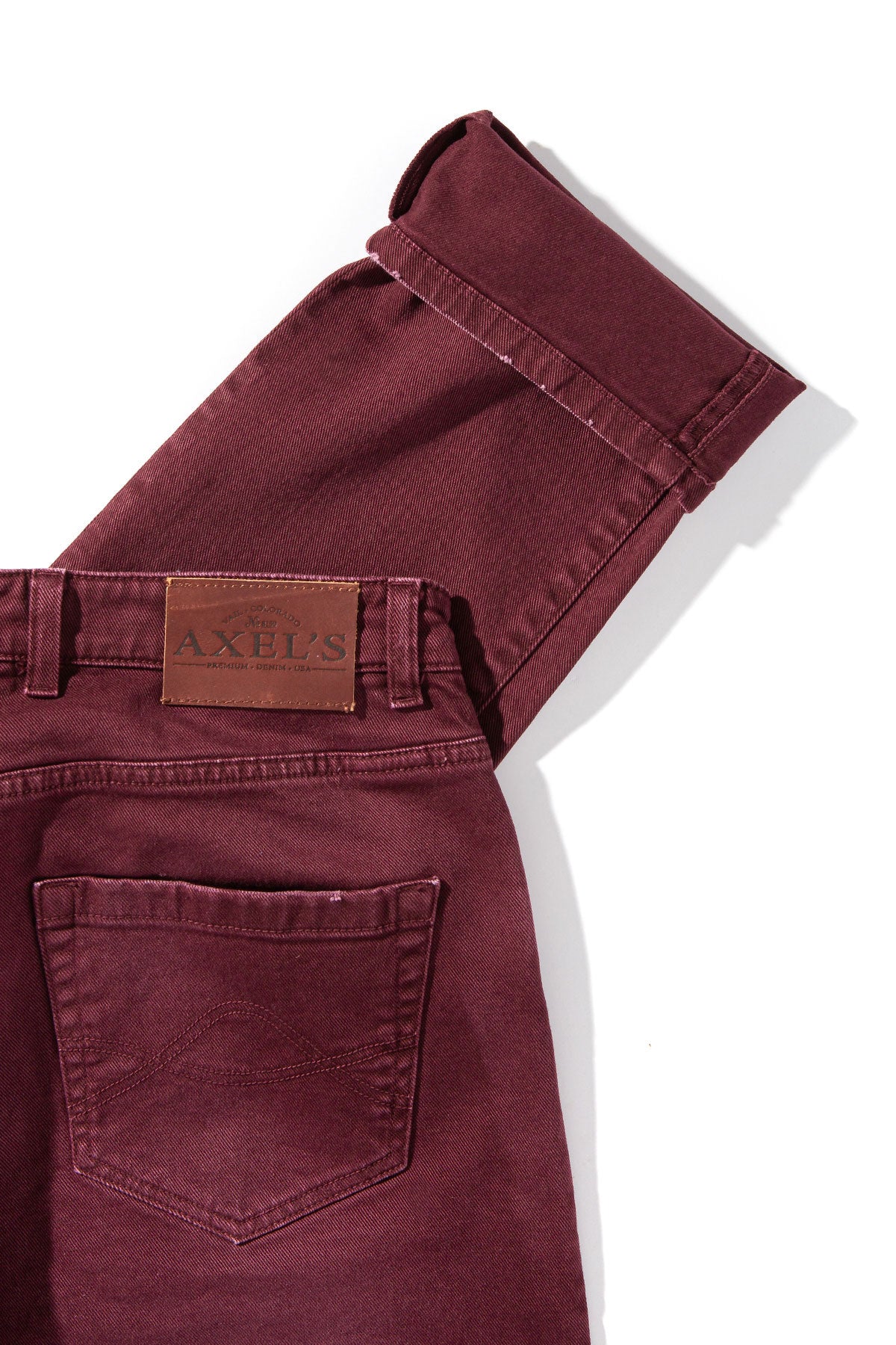 Axel's Premium Denim | Silverton Worn-In Slim Straight Denim In Bordeaux | Mens - Pants - 5 Pocket 