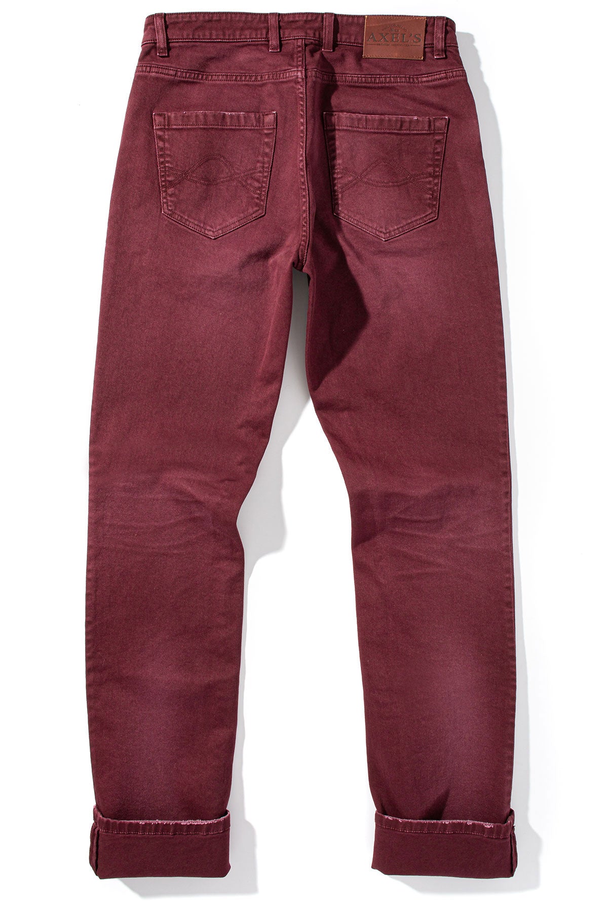 Axel's Premium Denim | Silverton Worn-In Slim Straight Denim In Bordeaux | Mens - Pants - 5 Pocket 
