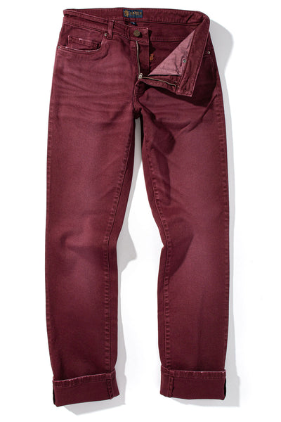 Axel's Premium Denim | Silverton Worn-In Slim Straight Denim In Bordeaux | Mens - Pants - 5 Pocket 