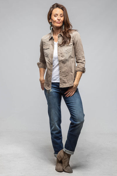 Axel's Premium Denim Sweetwater Denim Shirt In Tortora Ladies - Snap Shirts