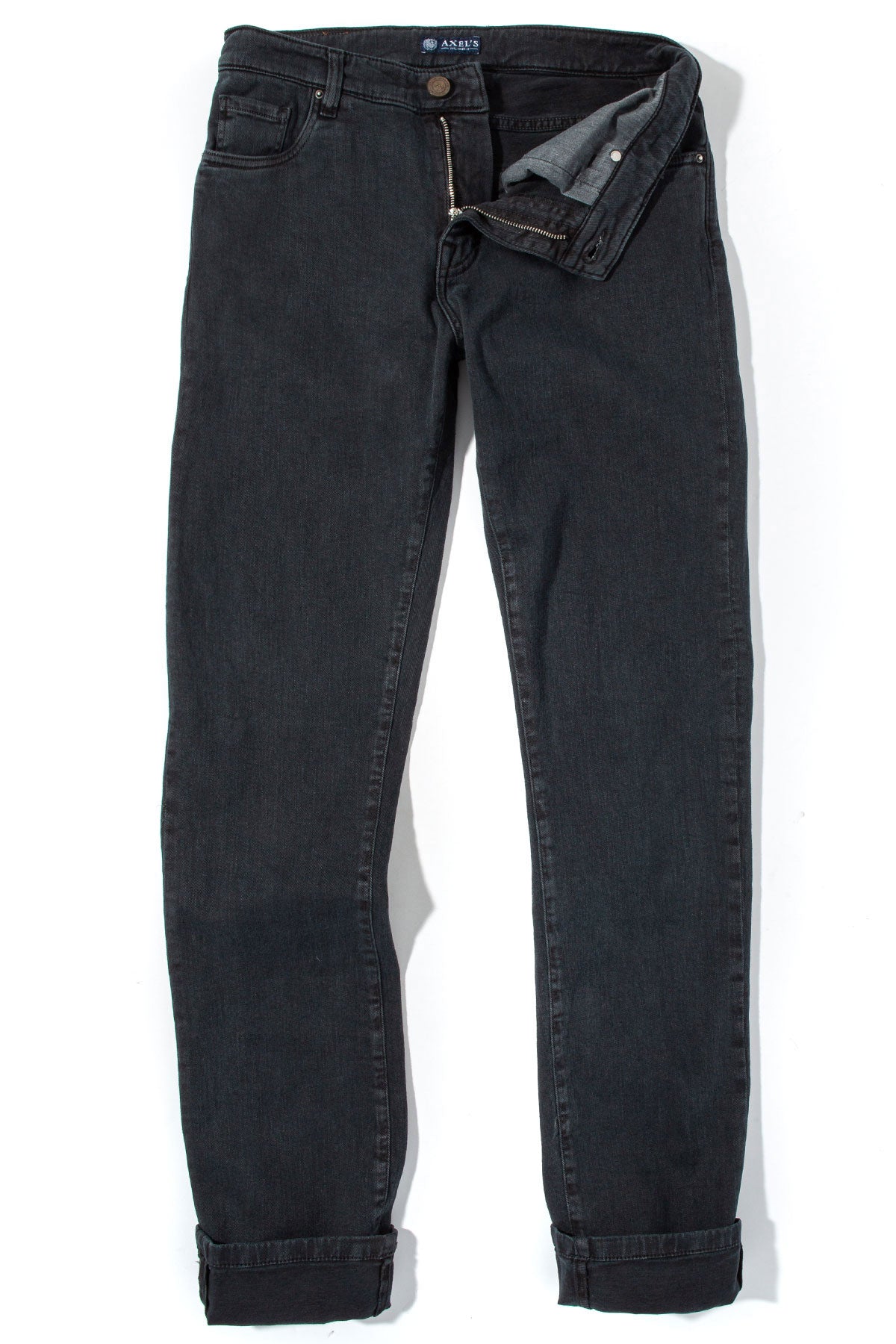 Axel's Premium Denim Taos Slim Cotton/Linen Denim in Anthracite Mens - Pants - 5 Pocket