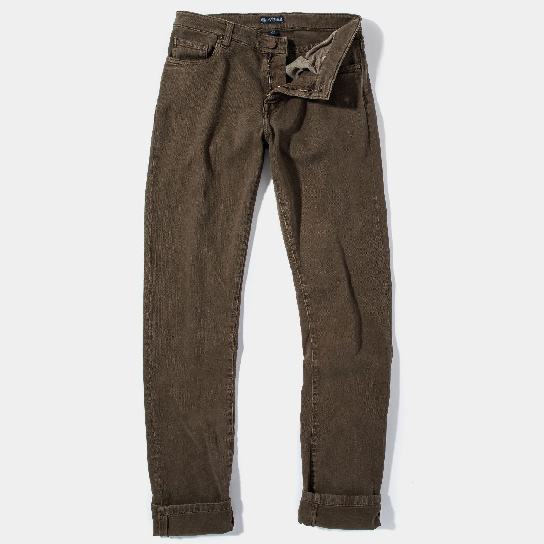 Axel's Premium Denim Taos Slim Cotton/Linen Denim in Army Mens - Pants - 5 Pocket