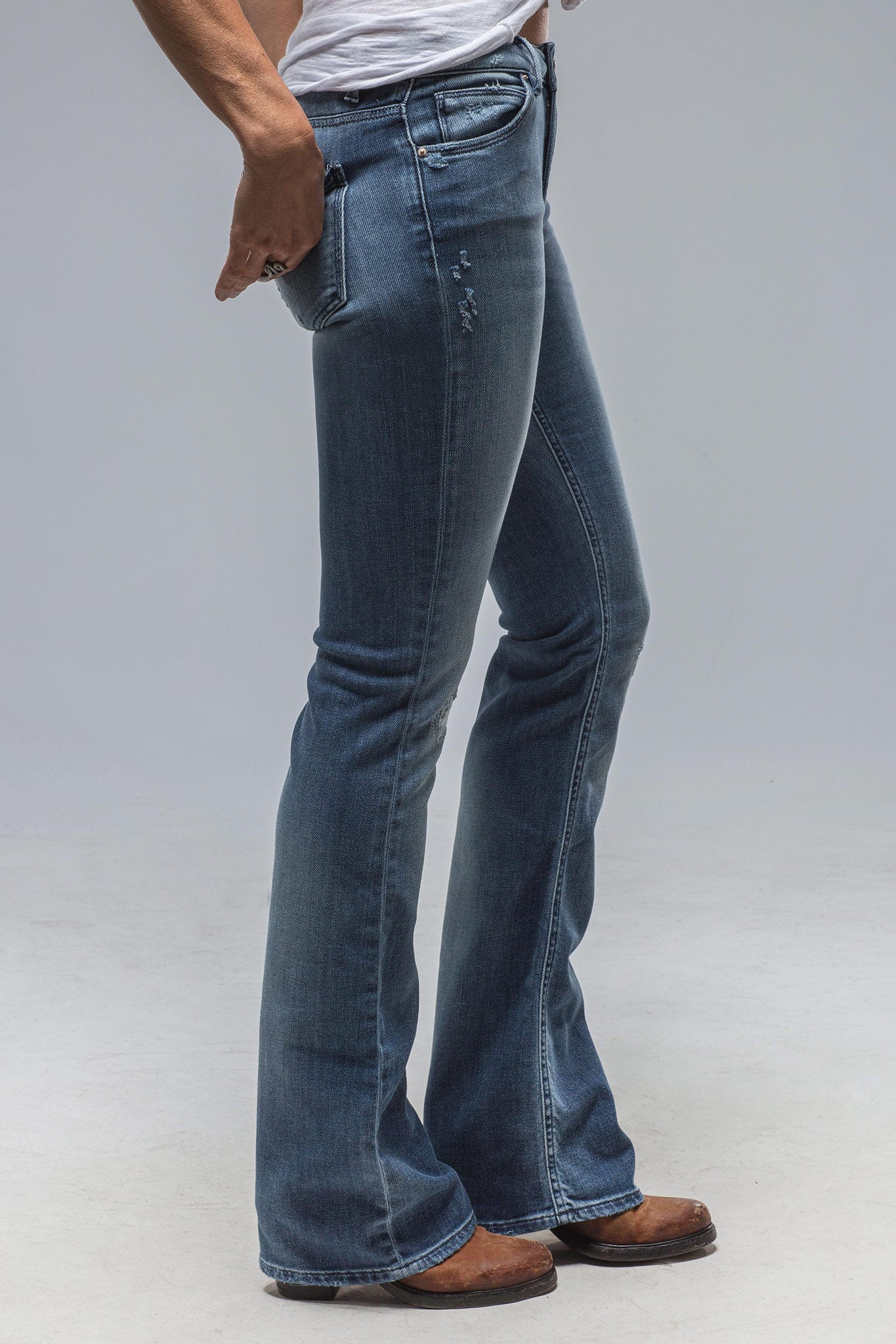 Axel's Premium Denim Tommy Ripped & Repaired Flare Jeans in Lt. Blue Ladies - Pants - Jeans