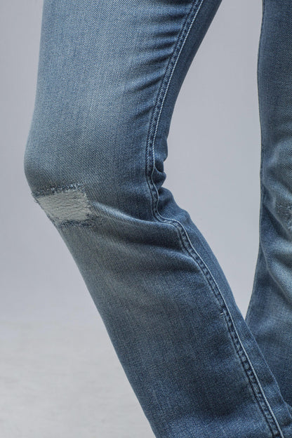 Axel's Premium Denim Tommy Ripped & Repaired Flare Jeans in Lt. Blue Ladies - Pants - Jeans