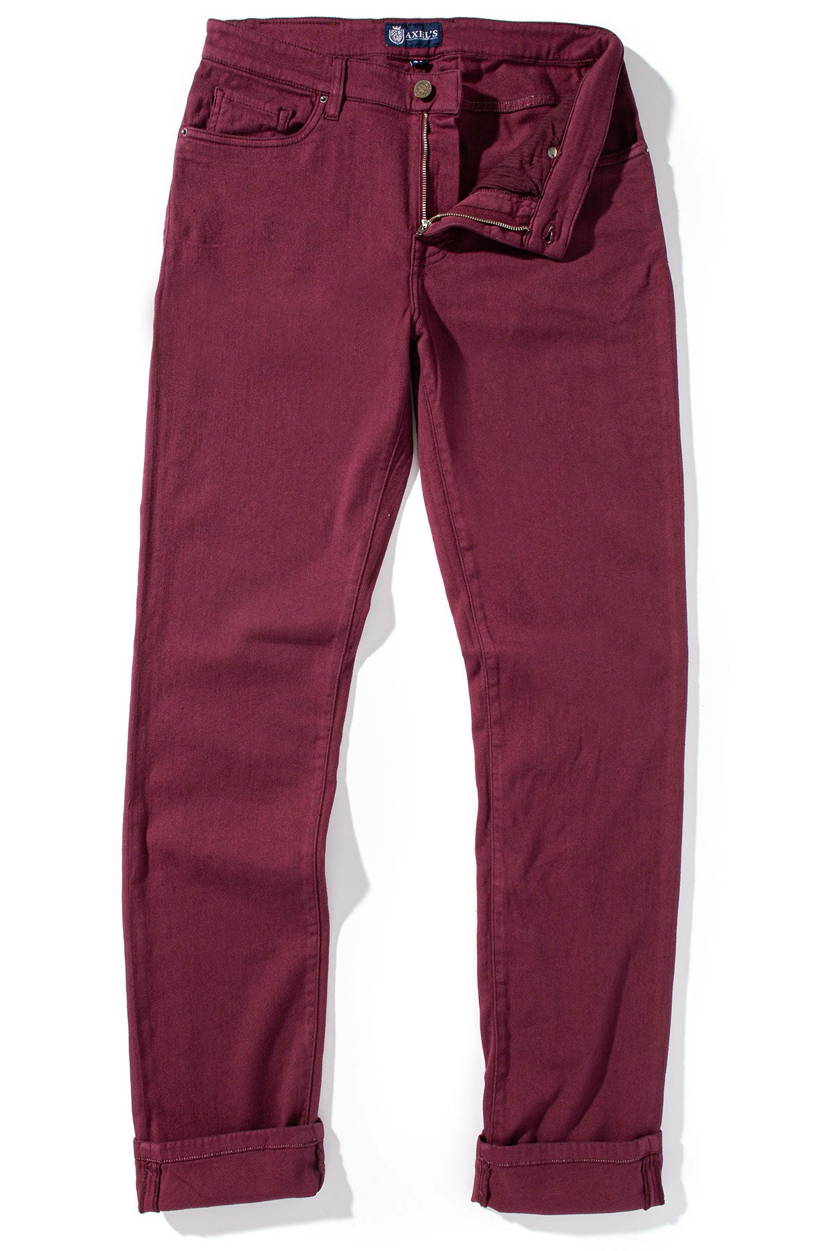 Axel's Premium Denim Winslow 5-Pocket Trouser In Bordeaux Mens - Pants - 5 Pocket