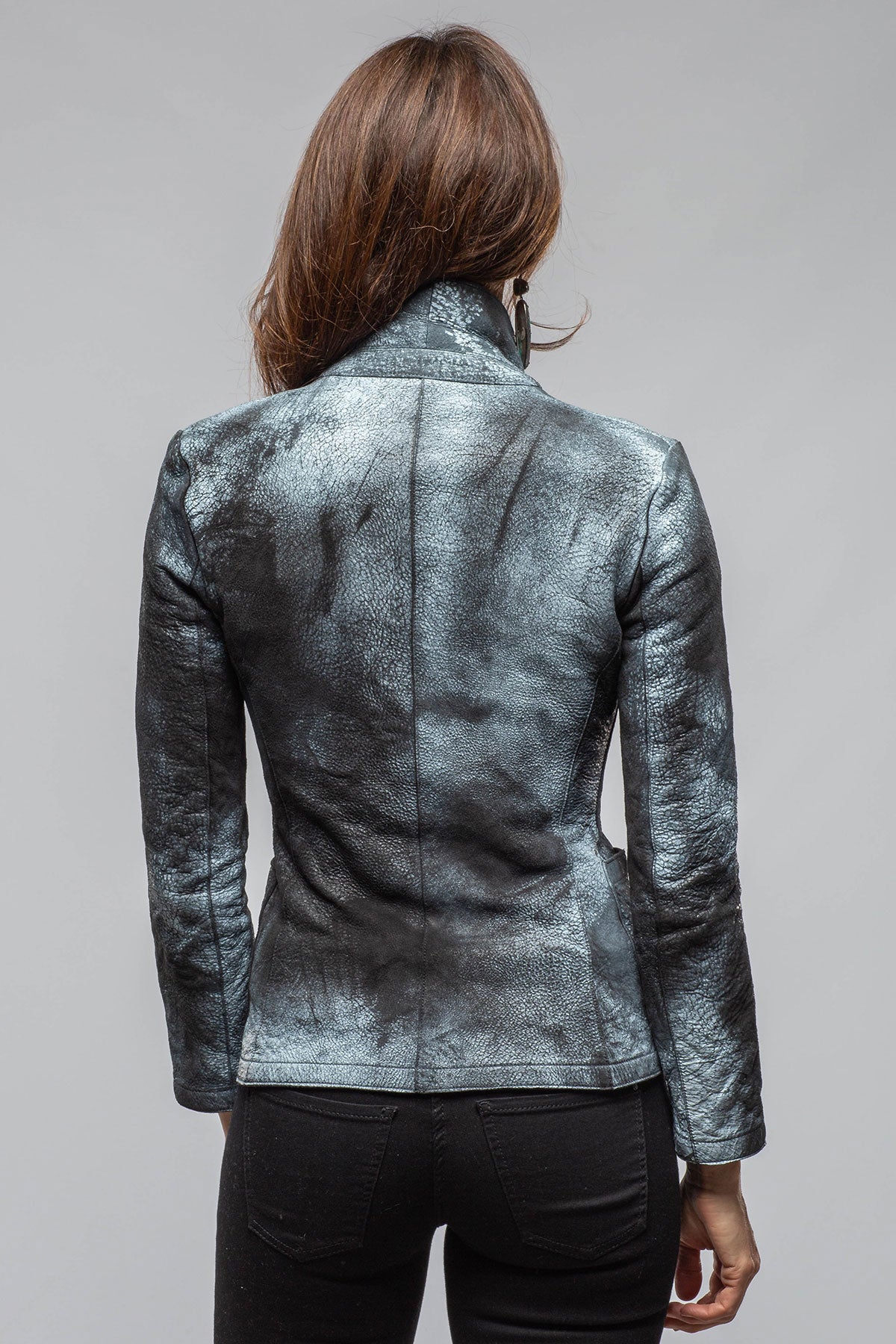 Greta Distressed Leather Blazer In Charcoal | Ladies - Outerwear - Leather | Axel's Renegade by Garrett