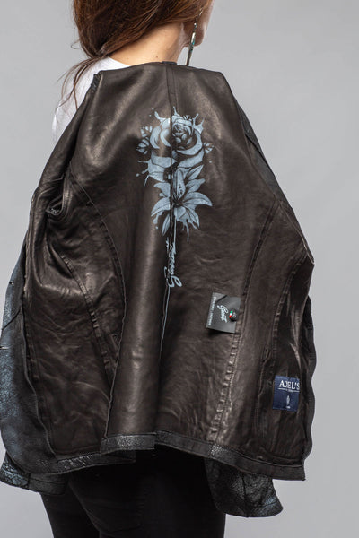 Greta Distressed Leather Blazer In Charcoal | Ladies - Outerwear - Leather | Axel's Renegade by Garrett