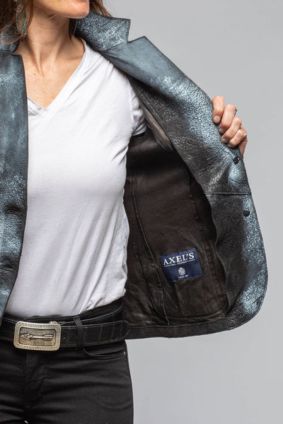 Greta Distressed Leather Blazer In Charcoal | Ladies - Outerwear - Leather | Axel's Renegade by Garrett