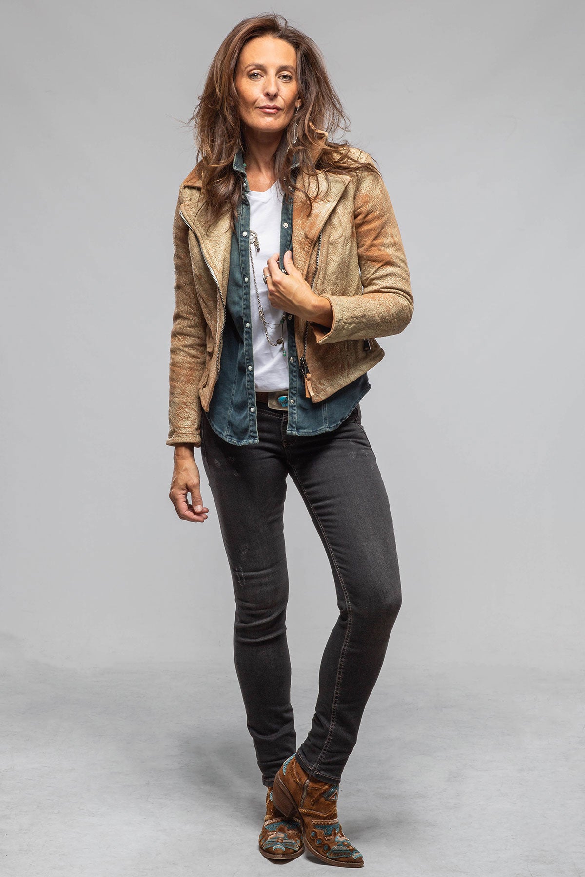 Axel's Renegade by Garrett | Ol' Time Side Zip Moto In Cracked White Brick | Ladies - Outerwear - Leather 