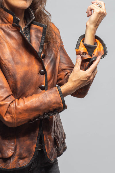 Axel's Renegade by Garrett Sarge Washed Lambskin Jacket In Charred Squash Ladies - Outerwear - Leather