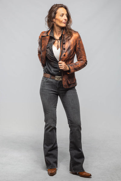 Axel's Renegade by Garrett Sarge Washed Lambskin Jacket In Charred Squash Ladies - Outerwear - Leather
