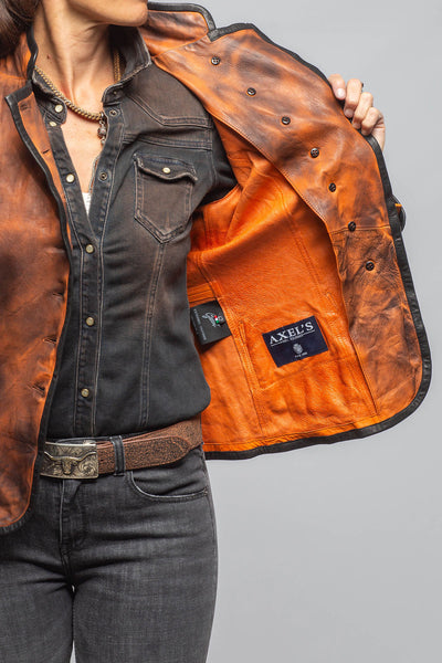 Axel's Renegade by Garrett Sarge Washed Lambskin Jacket In Charred Squash Ladies - Outerwear - Leather